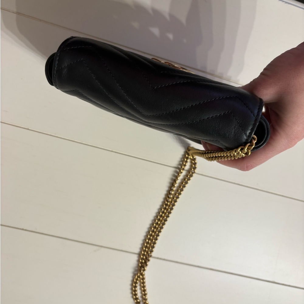 Gucci Black Mini Bag with Gold Logo marmont super mini - Picture 6 of 12